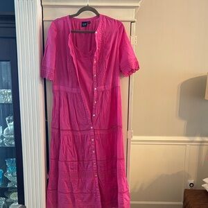 GAP Fuchsia Lace Detail Maxi Dress